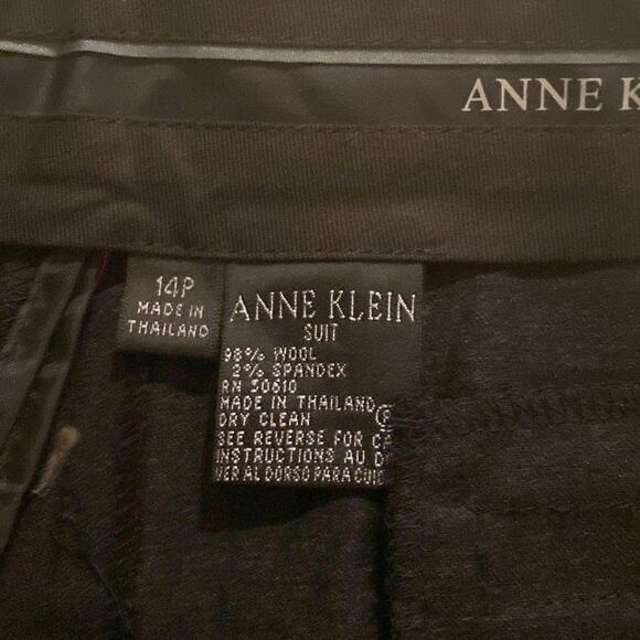 Anne Klein Black Wool Suit Pants/Trousers Flat Front EUC Sz 14P Business - Picture 2 of 10
